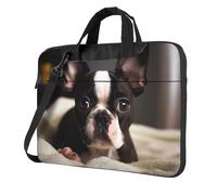 GDSHJKLW Laptop Shoulder Bag For Men Women,Waterproof Briefcase Messenger Bag Cute Boston Terrier Laptop Sleeve Bag W/Strap Handle, Black, 13 inch