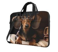 GDSHJKLW Laptop Shoulder Bag For Men Women,Waterproof Briefcase Messenger Bag Dachshund Book Laptop Sleeve Bag W/Strap Handle, Black, 13 inch