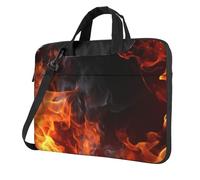 GDSHJKLW Laptop Shoulder Bag For Men Women,Waterproof Briefcase Messenger Bag Fire Flame Smoke Laptop Sleeve Bag W/Strap Handle, Black, 14 inch