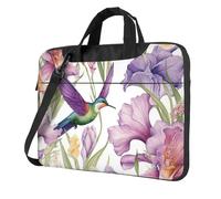 GDSHJKLW Laptop Shoulder Bag For Men Women,Waterproof Briefcase Messenger Bag Hummingbirds Irises Flowers Laptop Sleeve Bag W/Strap Handle, Black, 13 inch