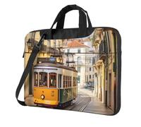 GDSHJKLW Laptop Shoulder Bag For Men Women,Waterproof Briefcase Messenger Bag Lisbon Tram Laptop Sleeve Bag W/Strap Handle, Black, 13 inch