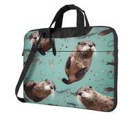 GDSHJKLW Laptop Shoulder Bag For Men Women,Waterproof Briefcase Messenger Bag Otters Laptop Sleeve Bag W/Strap Handle, Black, 14 inch