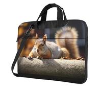 GDSHJKLW Laptop Shoulder Bag For Men Women,Waterproof Briefcase Messenger Bag Squirrel Just Laying Laptop Sleeve Bag W/Strap Handle, Black, 14 inch