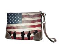 GDSHJKLW Leather Wristlet Clutch Purse For Women Ladies Cell Phone Pouch Bag Clutch Wallet American Flag Veterans Day Zipper Handbags Purse Gifts For Women