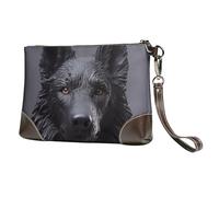 GDSHJKLW Leather Wristlet Clutch Purse For Women Ladies Cell Phone Pouch Bag Clutch Wallet Black German Shepherd Zipper Handbags Purse Gifts For Women