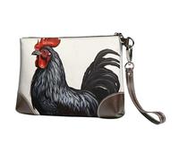 GDSHJKLW Leather Wristlet Clutch Purse For Women Ladies Cell Phone Pouch Bag Clutch Wallet Black Rooster Zipper Handbags Purse Gifts For Women