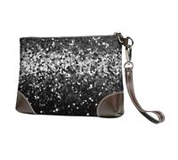 GDSHJKLW Leather Wristlet Clutch Purse For Women Ladies Cell Phone Pouch Bag Clutch Wallet Black White Glitter Zipper Handbags Purse Gifts For Women