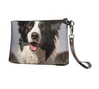 GDSHJKLW Leather Wristlet Clutch Purse For Women Ladies Cell Phone Pouch Bag Clutch Wallet Border Collie Zipper Handbags Purse Gifts For Women