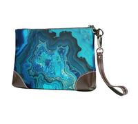 GDSHJKLW Leather Wristlet Clutch Purse For Women Ladies Cell Phone Pouch Bag Clutch Wallet Bright Aqua Blue Turquoise Zipper Handbags Purse Gifts For Women