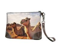 GDSHJKLW Leather Wristlet Clutch Purse For Women Ladies Cell Phone Pouch Bag Clutch Wallet Camels Rest Desert Zipper Handbags Purse Gifts For Women