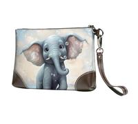 GDSHJKLW Leather Wristlet Clutch Purse For Women Ladies Cell Phone Pouch Bag Clutch Wallet Cute Elephant Play Bubbles Zipper Handbags Purse Gifts For Women