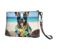 GDSHJKLW Leather Wristlet Clutch Purse For Women Ladies Cell Phone Pouch Bag Clutch Wallet French Bulldog Summer Zipper Handbags Purse Gifts For Women