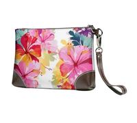 GDSHJKLW Leather Wristlet Clutch Purse For Women Ladies Cell Phone Pouch Bag Clutch Wallet Hawaiian Flower Print Zipper Handbags Purse Gifts For Women
