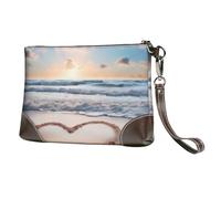 GDSHJKLW Leather Wristlet Clutch Purse For Women Ladies Cell Phone Pouch Bag Clutch Wallet Heart Shape Romantic Beach Zipper Handbags Purse Gifts For Women