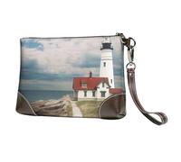 GDSHJKLW Leather Wristlet Clutch Purse For Women Ladies Cell Phone Pouch Bag Clutch Wallet Lighthouse Backdrop Zipper Handbags Purse Gifts For Women