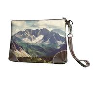 GDSHJKLW Leather Wristlet Clutch Purse For Women Ladies Cell Phone Pouch Bag Clutch Wallet Mountains Scenery Zipper Handbags Purse Gifts For Women