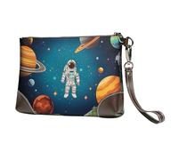 GDSHJKLW Leather Wristlet Clutch Purse For Women Ladies Cell Phone Pouch Bag Clutch Wallet Outer Space Rocket Astronaut Zipper Handbags Purse Gifts For Women