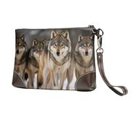 GDSHJKLW Leather Wristlet Clutch Purse For Women Ladies Cell Phone Pouch Bag Clutch Wallet Pack Of Wolves Zipper Handbags Purse Gifts For Women