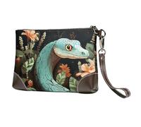 GDSHJKLW Leather Wristlet Clutch Purse For Women Ladies Cell Phone Pouch Bag Clutch Wallet Snake And Flower Zipper Handbags Purse Gifts For Women