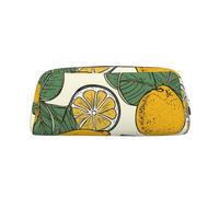 GDSHJKLW Lemon Fruit Pattern Leather Pencil Case Large Capacity Pen Pouch,Zipper Makeup Bag For Women Men Travel Toiletry Bags Waterproof Cosmetic Bag Wide-Open Coin Pouch Purse