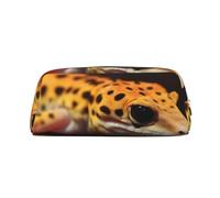 GDSHJKLW Leopard Little Gecko Leather Pencil Case Large Capacity Pen Pouch,Zipper Makeup Bag For Women Men Travel Toiletry Bags Waterproof Cosmetic Bag Wide-Open Coin Pouch Purse