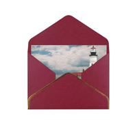 GDSHJKLW Lighthouse Backdrop Greeting Card with Dark Red Envelopes, 4x6 Thinking of You Cards Happy Birthday Wedding Invitation Blank Note Card for All Occasions