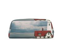 GDSHJKLW Lighthouse Backdrop Leather Pencil Case Large Capacity Pen Pouch,Zipper Makeup Bag For Women Men Travel Toiletry Bags Waterproof Cosmetic Bag Wide-Open Coin Pouch Purse