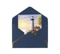 GDSHJKLW Lighthouse Diamond Painting Greeting Card with Blue Envelopes, 4x6 Thinking of You Cards Happy Birthday Wedding Invitation Blank Note Card for All Occasions