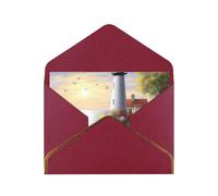 GDSHJKLW Lighthouse Diamond Painting Greeting Card with Dark Red Envelopes, 4x6 Thinking of You Cards Happy Birthday Wedding Invitation Blank Note Card for All Occasions