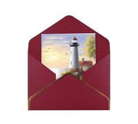 GDSHJKLW Lighthouse Diamond Painting Greeting Card with Dark Red Envelopes, 4x6 Thinking of You Cards Happy Birthday Wedding Invitation Blank Note Card for All Occasions