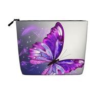 Gdshjklw Linen Makeup Bag For Women, Waterproof Travel Cosmetic Organizer Lightweight Zipper Travel Toiletry Bag Organizer Purple Butterfly Makeup Brushes Storage Bag