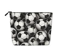 Gdshjklw Linen Makeup Bag For Women, Waterproof Travel Cosmetic Organizer Lightweight Zipper Travel Toiletry Bag Organizer Black And White Soccer Ball Pattern Makeup Brushes Storage Bag