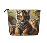 Gdshjklw Linen Makeup Bag For Women, Waterproof Travel Cosmetic Organizer Lightweight Zipper Travel Toiletry Bag Organizer Jungle Tigers Cub Makeup Brushes Storage Bag