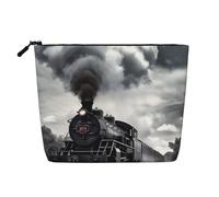 Gdshjklw Linen Makeup Bag For Women, Waterproof Travel Cosmetic Organizer Lightweight Zipper Travel Toiletry Bag Organizer Steam Train Clouds Makeup Brushes Storage Bag