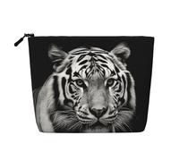 Gdshjklw Linen Makeup Bag For Women, Waterproof Travel Cosmetic Organizer Lightweight Zipper Travel Toiletry Bag Organizer Black And White Tiger Makeup Brushes Storage Bag