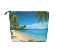 Gdshjklw Linen Makeup Bag For Women, Waterproof Travel Cosmetic Organizer Lightweight Zipper Travel Toiletry Bag Organizer Hawaiian Beach With Palm Trees Makeup Brushes Storage Bag