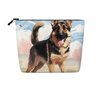 Gdshjklw Linen Makeup Bag For Women, Waterproof Travel Cosmetic Organizer Lightweight Zipper Travel Toiletry Bag Organizer German Shepherd Dog Lovers Makeup Brushes Storage Bag