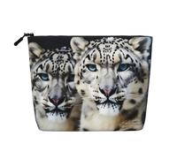 Gdshjklw Linen Makeup Bag For Women, Waterproof Travel Cosmetic Organizer Lightweight Zipper Travel Toiletry Bag Organizer Blue Eyed Snow Leopard Makeup Brushes Storage Bag