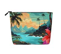 GDSHJKLW Linen Makeup Bag For Women, Waterproof Travel Cosmetic Organizer Lightweight Zipper Travel Toiletry Bag Organizer Hello Hawaii Makeup Brushes Storage Bag