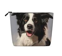 Gdshjklw Linen Makeup Bag For Women, Waterproof Travel Cosmetic Organizer Lightweight Zipper Travel Toiletry Bag Organizer Border Collie Makeup Brushes Storage Bag