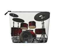 Gdshjklw Linen Makeup Bag For Women, Waterproof Travel Cosmetic Organizer Lightweight Zipper Travel Toiletry Bag Organizer Cool Drum Set Makeup Brushes Storage Bag