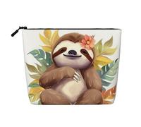 Gdshjklw Linen Makeup Bag For Women, Waterproof Travel Cosmetic Organizer Lightweight Zipper Travel Toiletry Bag Organizer Cute Sloth Leaves Makeup Brushes Storage Bag