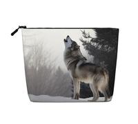Gdshjklw Linen Makeup Bag For Women, Waterproof Travel Cosmetic Organizer Lightweight Zipper Travel Toiletry Bag Organizer Howling Wolf Makeup Brushes Storage Bag