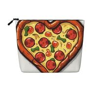 GDSHJKLW Linen Makeup Bag For Women, Waterproof Travel Cosmetic Organizer Lightweight Zipper Travel Toiletry Bag Organizer I Love Pizza Heart Makeup Brushes Storage Bag