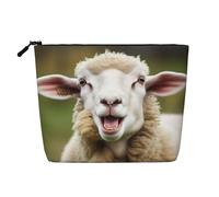 Gdshjklw Linen Makeup Bag For Women, Waterproof Travel Cosmetic Organizer Lightweight Zipper Travel Toiletry Bag Organizer Funny Naughty Sheep Tongue Cute Animal Makeup Brushes Storage Bag