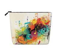 GDSHJKLW Linen Makeup Bag For Women, Waterproof Travel Cosmetic Organizer Lightweight Zipper Travel Toiletry Bag Organizer Abstract Music Themed Makeup Brushes Storage Bag