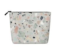 Gdshjklw Linen Makeup Bag For Women, Waterproof Travel Cosmetic Organizer Lightweight Zipper Travel Toiletry Bag Organizer Terrazzo Marble Pastel Makeup Brushes Storage Bag