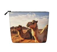 Gdshjklw Linen Makeup Bag For Women, Waterproof Travel Cosmetic Organizer Lightweight Zipper Travel Toiletry Bag Organizer Camels Rest Desert Makeup Brushes Storage Bag