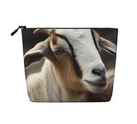 Gdshjklw Linen Makeup Bag For Women, Waterproof Travel Cosmetic Organizer Lightweight Zipper Travel Toiletry Bag Organizer Animals Goat Makeup Brushes Storage Bag