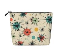 Gdshjklw Linen Makeup Bag For Women, Waterproof Travel Cosmetic Organizer Lightweight Zipper Travel Toiletry Bag Organizer Atomic Stars Retro Pattern Makeup Brushes Storage Bag